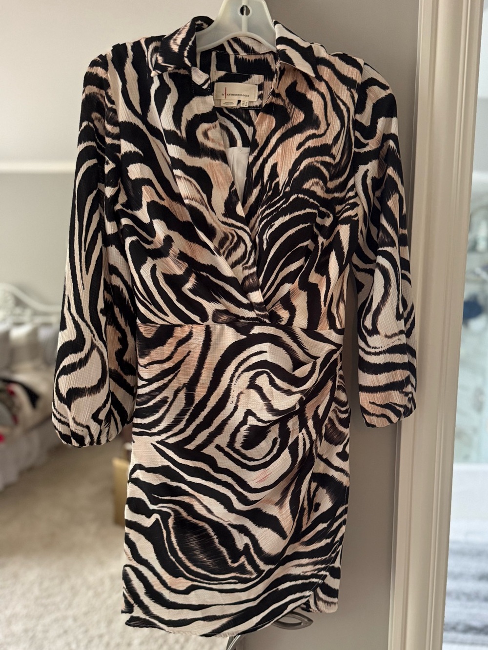 Anthropologie Black & Cream Zebra-Print Top